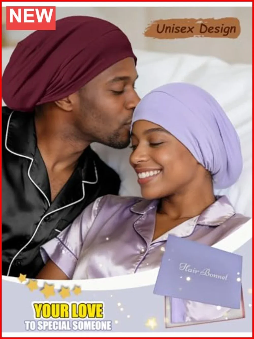 Mulberry Silk Lined Bonnet - Adjustable Anti-Frizz Curly Hair Wrap Sleep Cap